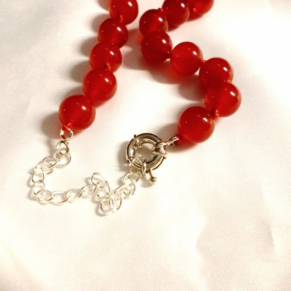 Red Necklace, Bracelet, Earring Set Glass Beads Fancy Clasp 18